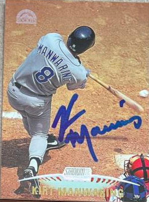 Kirt Manwaring Signed 1999 Stadium Club Baseball Card - Colorado Rockies