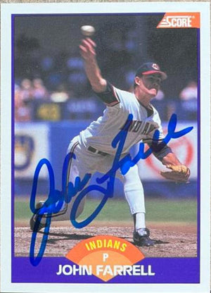 John Farrell Signed 1989 Score Baseball Card - Cleveland Indians