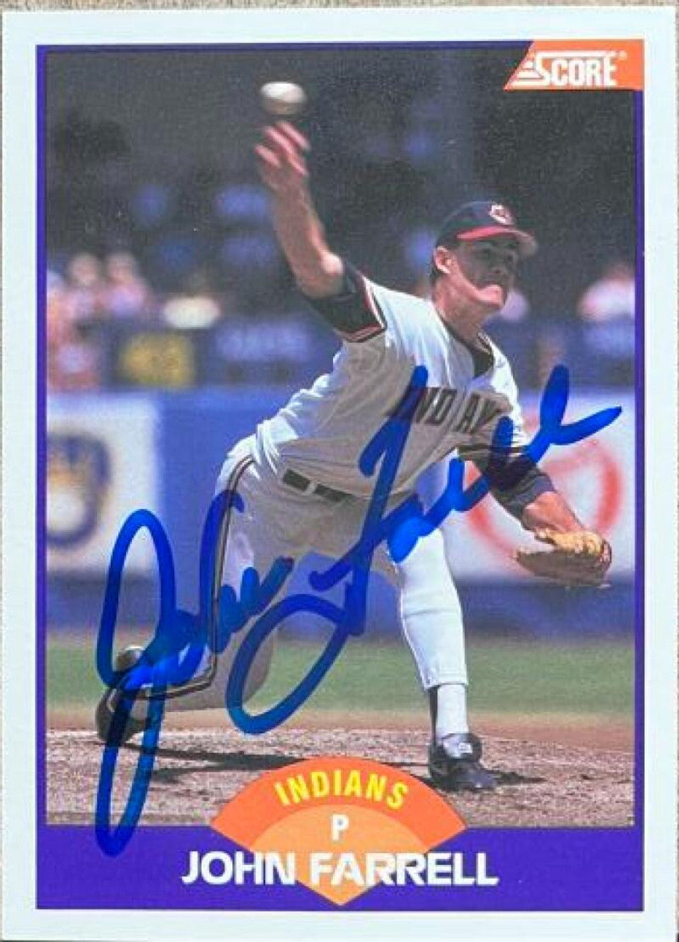 John Farrell Signed 1989 Score Baseball Card - Cleveland Indians