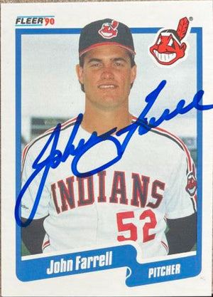 John Farrell Signed 1990 Fleer Baseball Card - Cleveland Indians