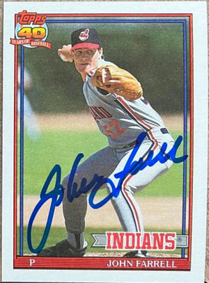 John Farrell Signed 1991 Topps Baseball Card - Cleveland Indians