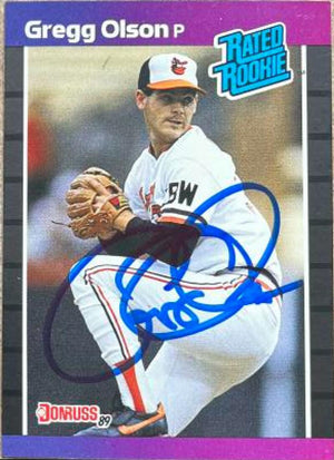 Gregg Olson Signed 1989 Donruss Baseball Card - Baltimore Orioles