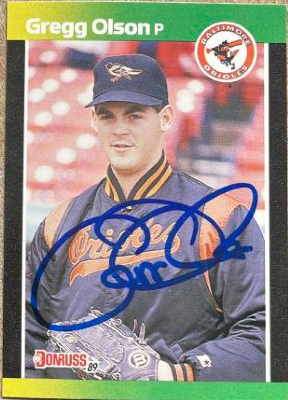 Gregg Olson Signed 1989 Donruss Baseball's Best Baseball Card - Baltimore Orioles