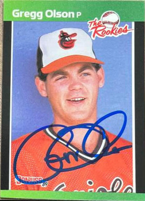 Gregg Olson Signed 1989 Donruss Rookies Baseball Card - Baltimore Orioles