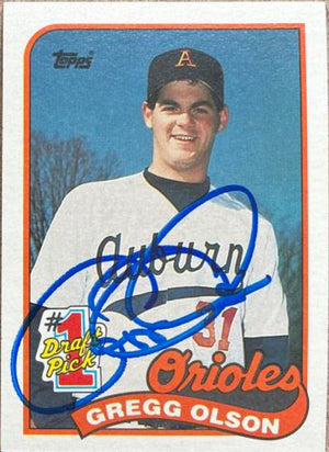 Gregg Olson Signed 1989 Topps Baseball Card - Baltimore Orioles