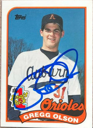 Gregg Olson Signed 1989 Topps Tiffany Baseball Card - Baltimore Orioles