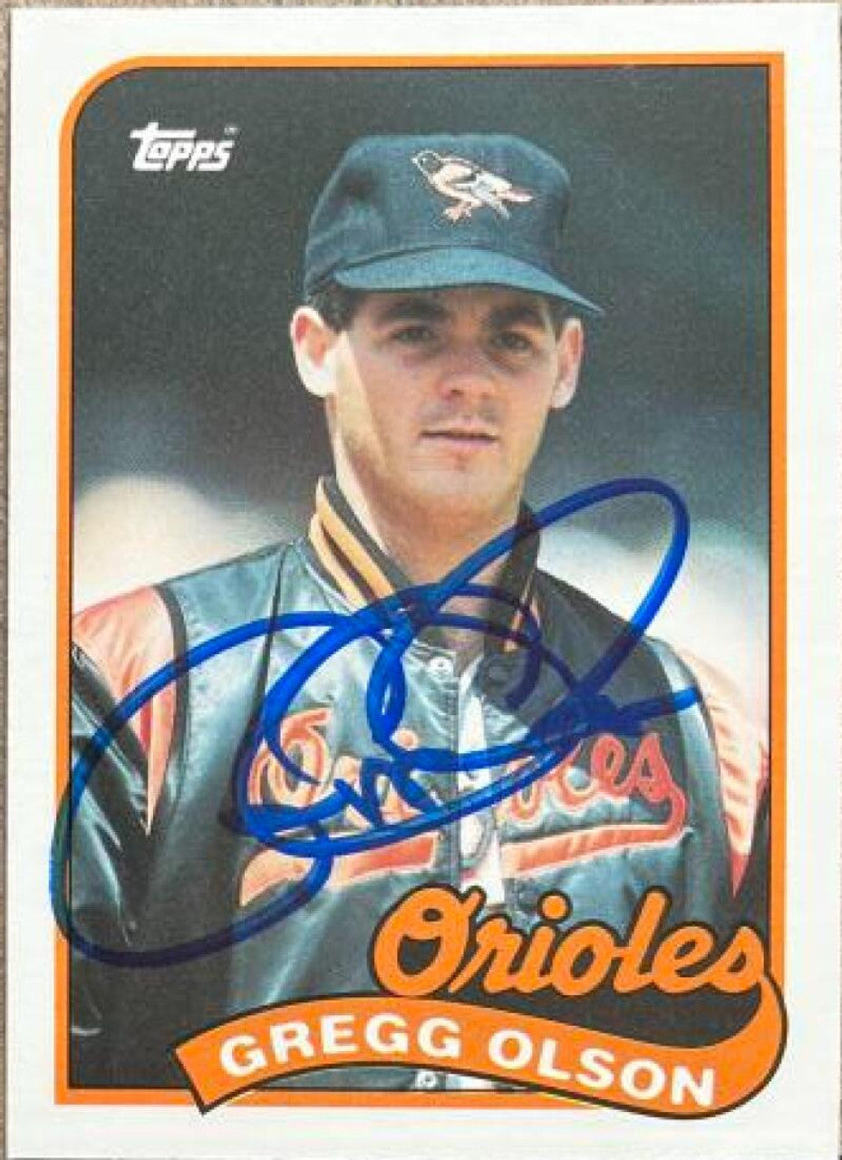 Gregg Olson Signed 1989 Topps Traded Baseball Card - Baltimore Orioles