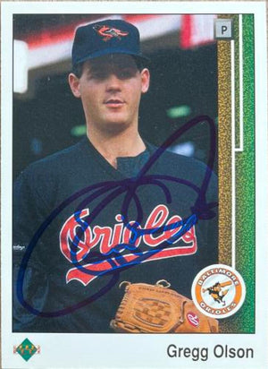 Gregg Olson Signed 1989 Upper Deck Baseball Card - Baltimore Orioles
