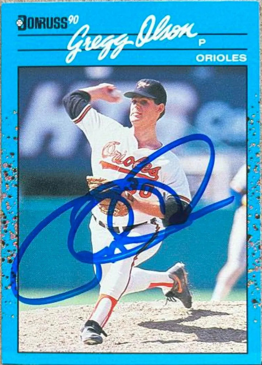 Gregg Olson Signed 1990 Donruss Best of the AL Baseball Card - Baltimore Orioles