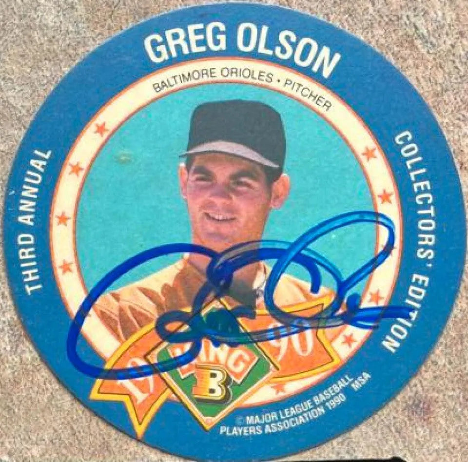 Gregg Olson Signed 1990 King B Discs Baseball Card - Baltimore Orioles