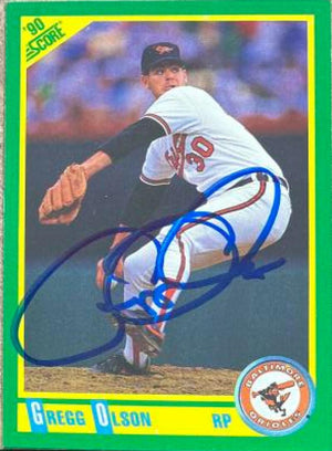 Gregg Olson Signed 1990 Score Baseball Card - Baltimore Orioles