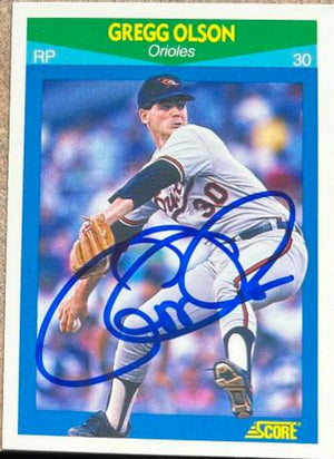 Gregg Olson Signed 1990 Score Rising Stars Baseball Card - Baltimore Orioles