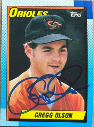 Gregg Olson Signed 1990 Topps Baseball Card - Baltimore Orioles
