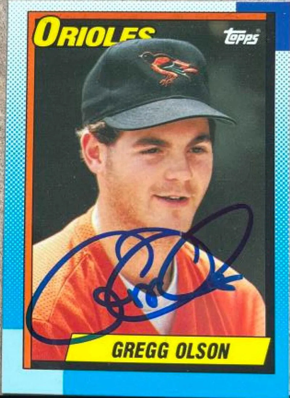 Gregg Olson Signed 1990 Topps Tiffany Baseball Card - Baltimore Orioles