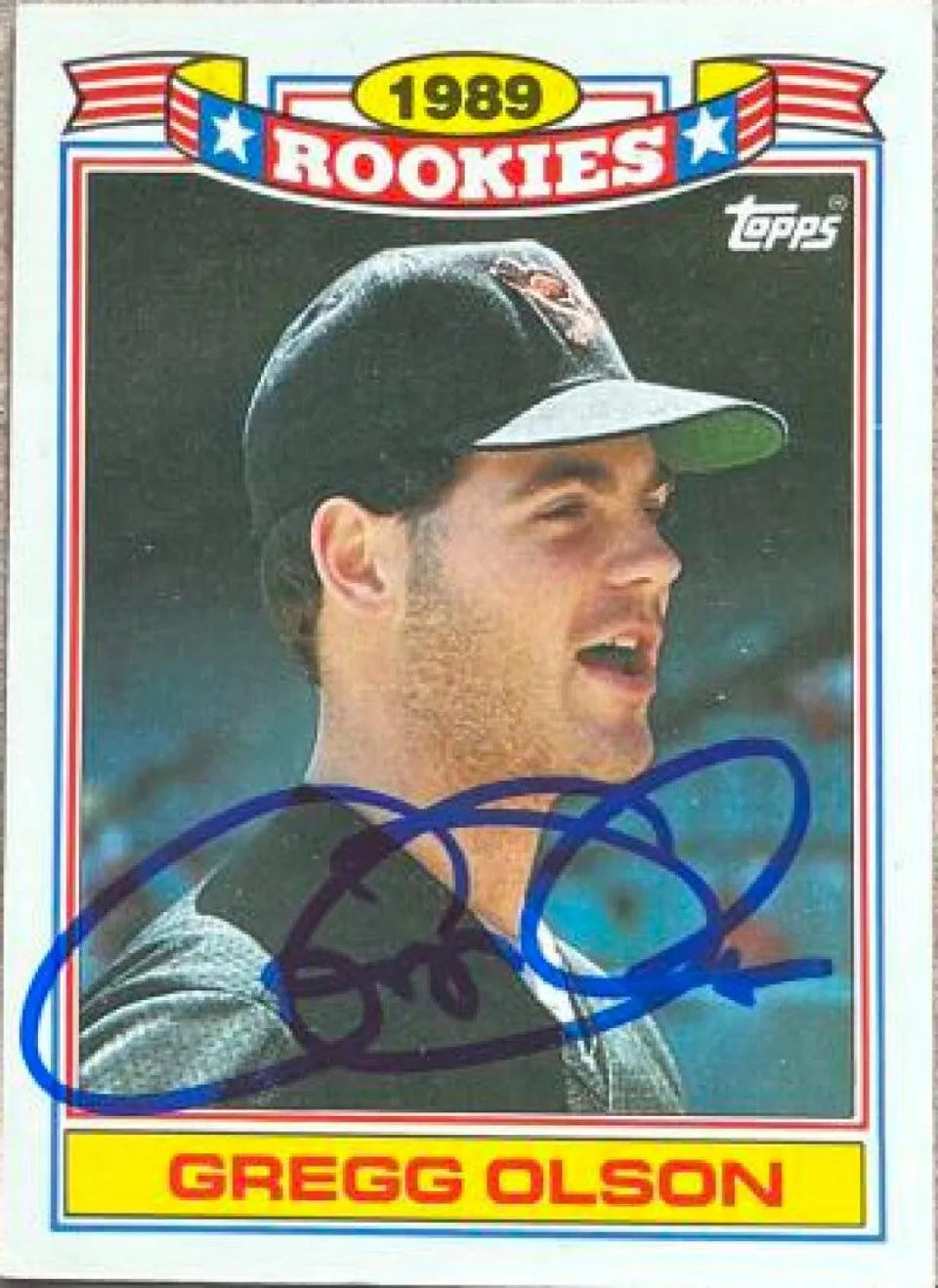 Gregg Olson Signed 1990 Topps Glossy Rookies Baseball Card - Baltimore Orioles