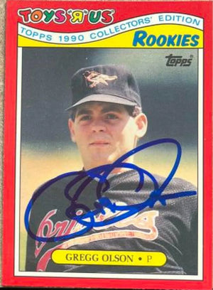 Gregg Olson Signed 1990 Topps Toys 'R Us Rookies Baseball Card - Baltimore Orioles