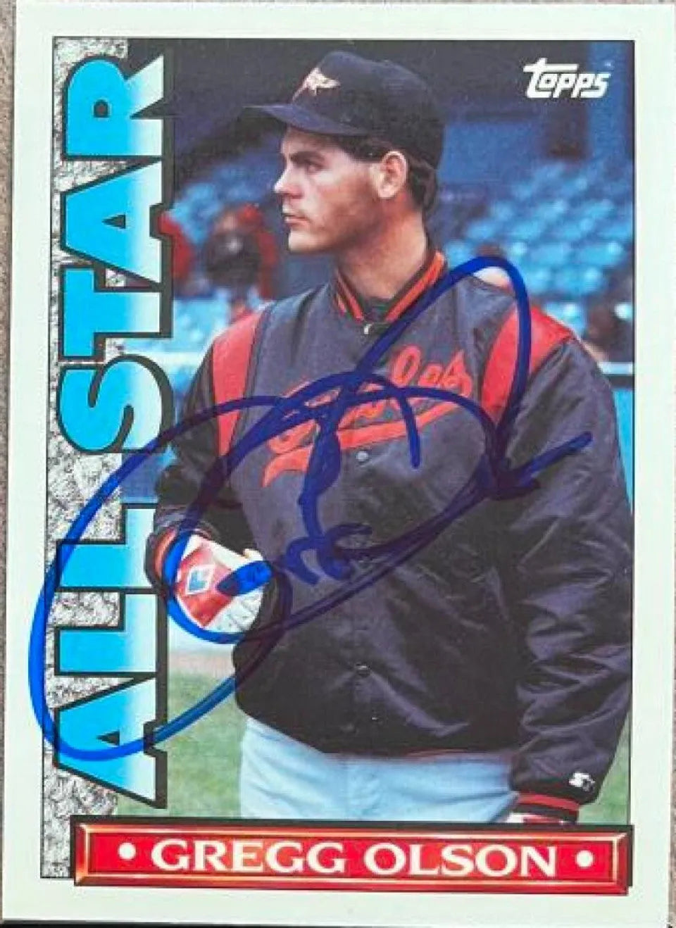 グレッグ・オルソン サイン入り 1990 Topps TV オールスター ベースボールカード - ボルチモア・オリオールズ