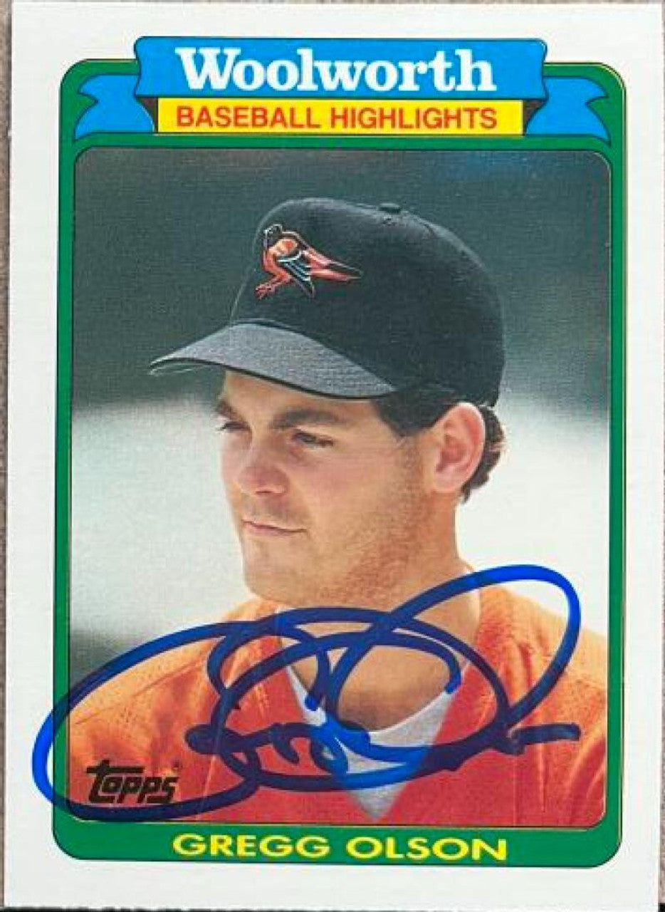 Gregg Olson Signed 1990 Topps Woolworth HIghlights Baseball Card - Baltimore Orioles