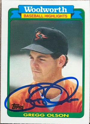 Gregg Olson Signed 1990 Topps Woolworth HIghlights Baseball Card - Baltimore Orioles