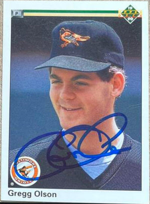 Gregg Olson Signed 1990 Upper Deck Baseball Card - Baltimore Orioles