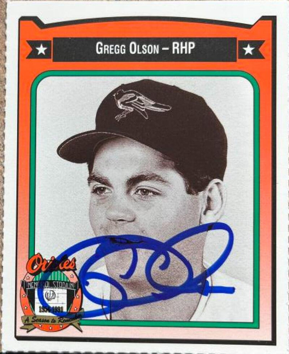 Gregg Olson Signed 1991 Crown Baseball Card - Baltimore Orioles