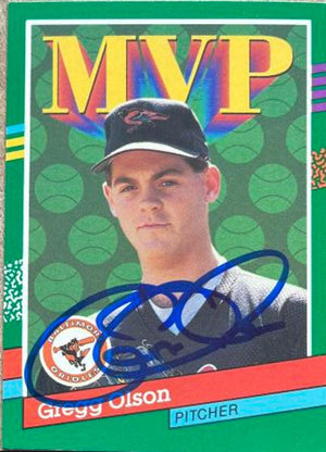 Gregg Olson Signed 1991 Donruss MVP Baseball Card - Baltimore Orioles