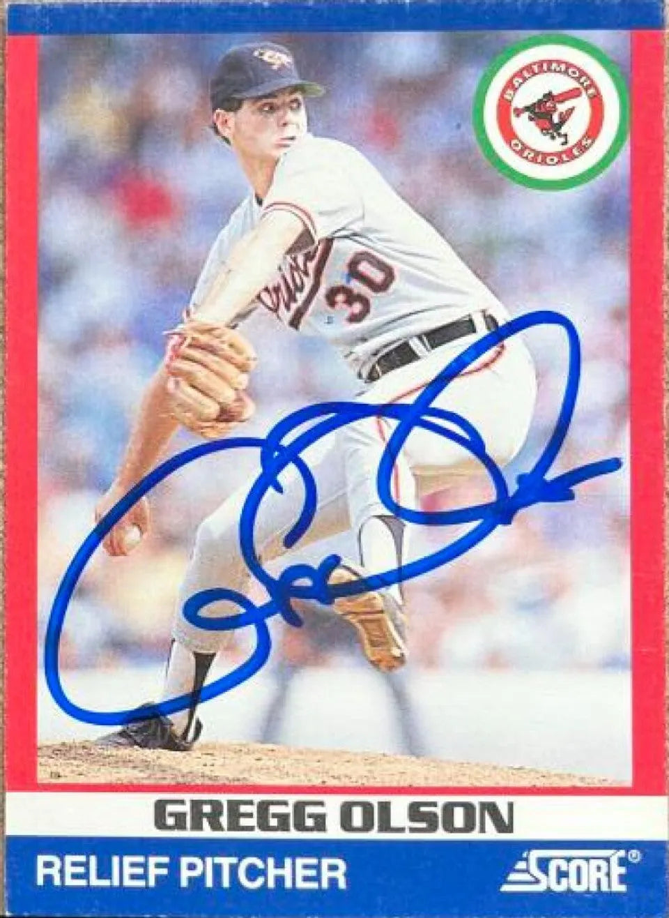 Gregg Olson Signed 1991 Score 100 Superstars Baseball Card - Baltimore Orioles