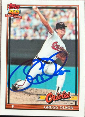 Gregg Olson Signed 1991 Topps Tiffany Baseball Card - Baltimore Orioles