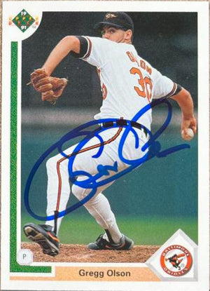 Gregg Olson Signed 1991 Upper Deck Baseball Card - Baltimore Orioles #326