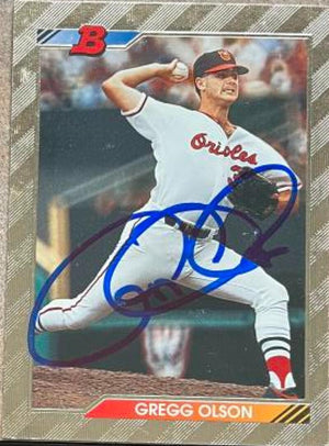 Gregg Olson Signed 1992 Bowman Foil Baseball Card - Baltimore Orioles