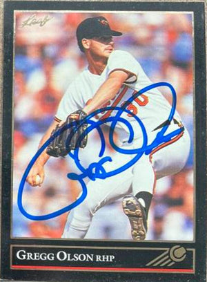 Gregg Olson Signed 1992 Leaf Black Gold Baseball Card - Baltimore Orioles