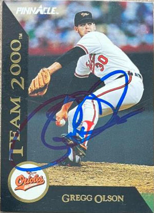 Gregg Olson Signed 1992 Pinnacle Team 2000 Baseball Card - Baltimore Orioles