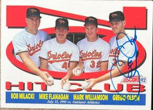Gregg Olson Signed 1992 Score Baseball Card - Baltimore Orioles #427