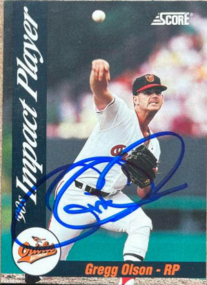 Gregg Olson Signed 1992 Score 90s Impact Player Baseball Card - Baltimore Orioles