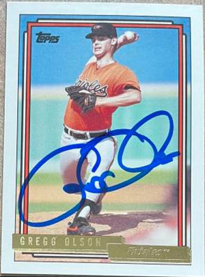 Gregg Olson Signed 1992 Topps Gold Baseball Card - Baltimore Orioles