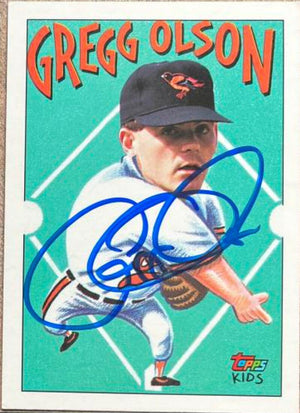 Gregg Olson Signed 1992 Topps Kids Baseball Card - Baltimore Orioles
