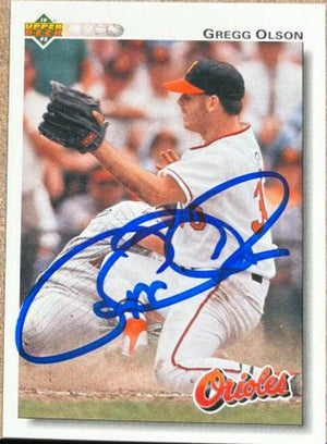 Gregg Olson Signed 1992 Upper Deck Baseball Card - Baltimore Orioles