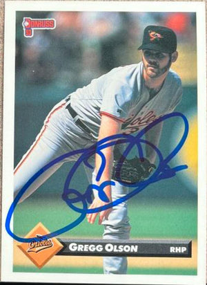 Gregg Olson Signed 1993 Donruss Baseball Card - Baltimore Orioles