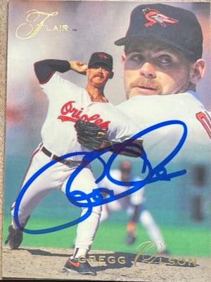 Gregg Olson Signed 1993 Flair Baseball Card - Baltimore Orioles