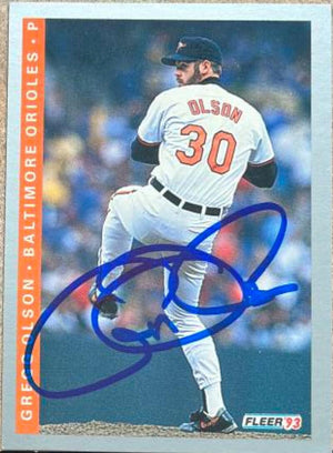 Gregg Olson Signed 1993 Fleer Baseball Card - Baltimore Orioles