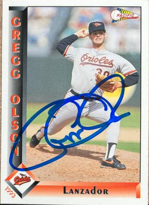 Gregg Olson Signed 1993 Pacific Spanish Baseball Card - Baltimore Orioles