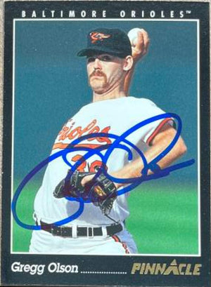 Gregg Olson Signed 1993 Pinnacle Baseball Card - Baltimore Orioles