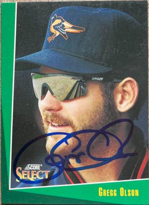 Gregg Olson Signed 1993 Score Select Baseball Card - Baltimore Orioles