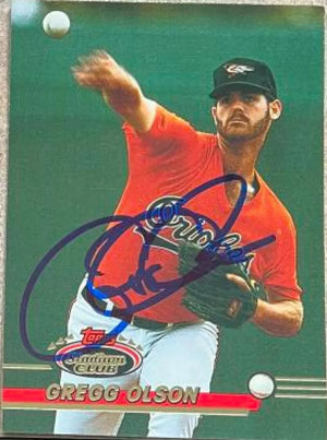 Gregg Olson Signed 1993 Stadium Club Baseball Card - Baltimore Orioles