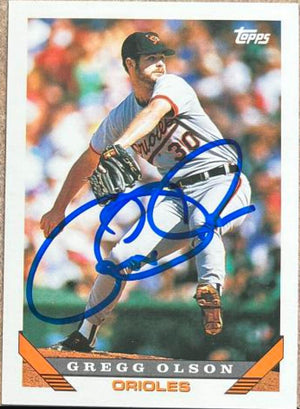 Gregg Olson Signed 1993 Topps Baseball Card - Baltimore Orioles