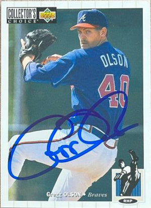 Gregg Olson Signed 1994 Collector's Choice Baseball Card - Atlanta Braves