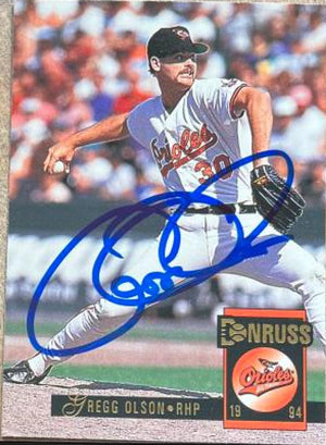Gregg Olson Signed 1994 Donruss Baseball Card - Baltimore Orioles