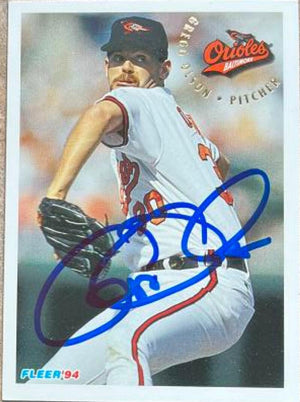 Gregg Olson Signed 1994 Fleer Baseball Card - Baltimore Orioles