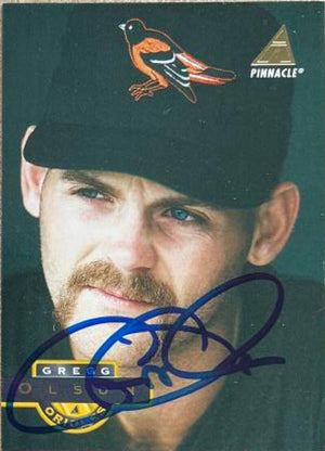 Gregg Olson Signed 1994 Pinnacle Baseball Card - Baltimore Orioles