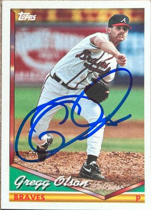 Gregg Olson Signed 1994 Topps Traded Baseball Card - Atlanta Braves
